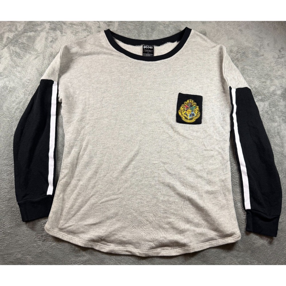 Harry Potter Hogwarts Pocket Sweatshirt Gray Black Spellout Women's XL